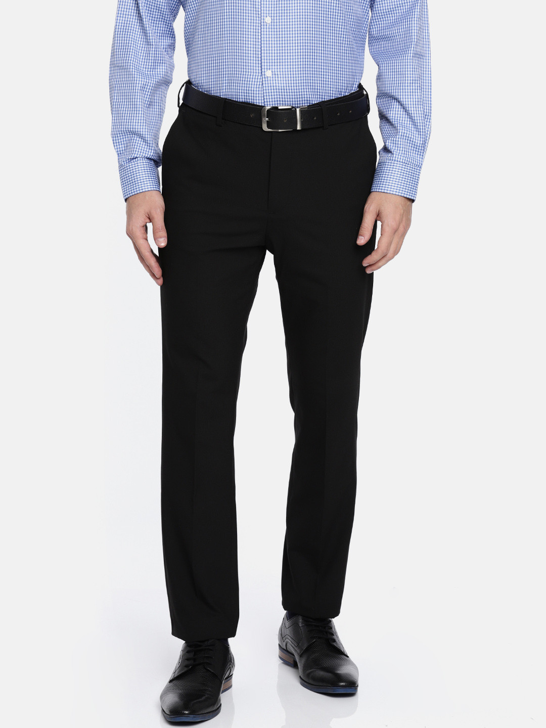 Buy Arrow Men Black Regular Fit Solid Formal Trousers Trousers for