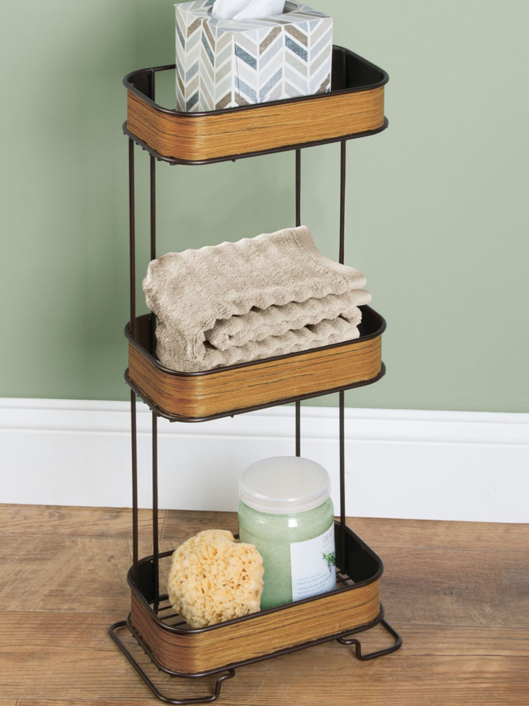 Buy InterDesign Brown & Black Wooden Bathroom Stand Organisers for