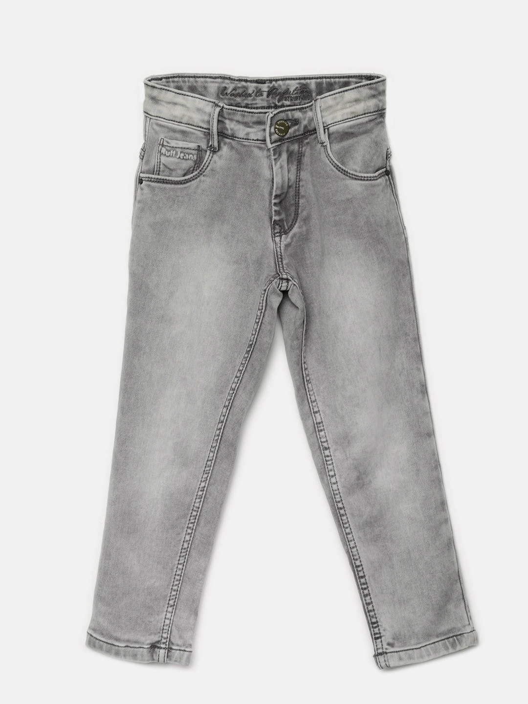 Buy RUFF Boys Grey Regular Fit Mid Rise Clean Look Stretchable Jeans