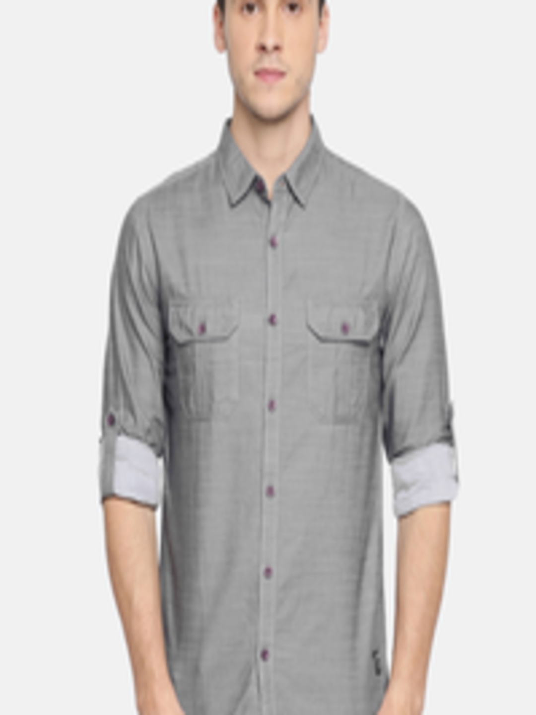Buy SPYKAR Men Grey Regular Fit Solid Casual Shirt - Shirts for Men ...