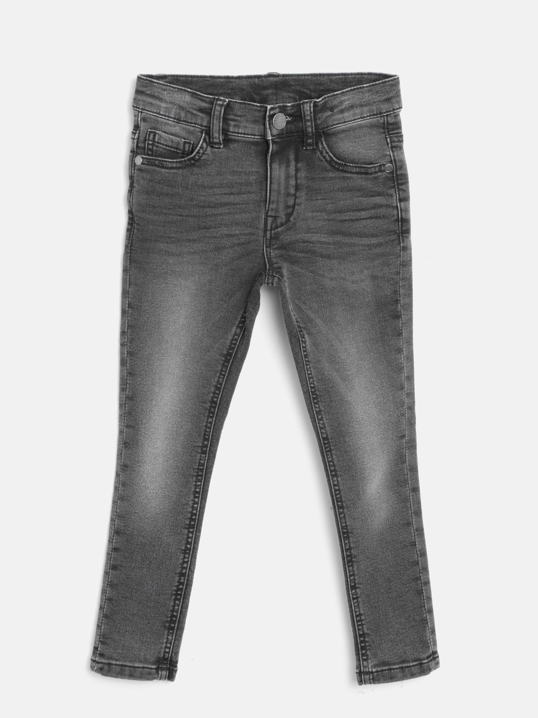 Buy Marks & Spencer Boys Charcoal Grey Regular Fit Mid Rise Clean Look