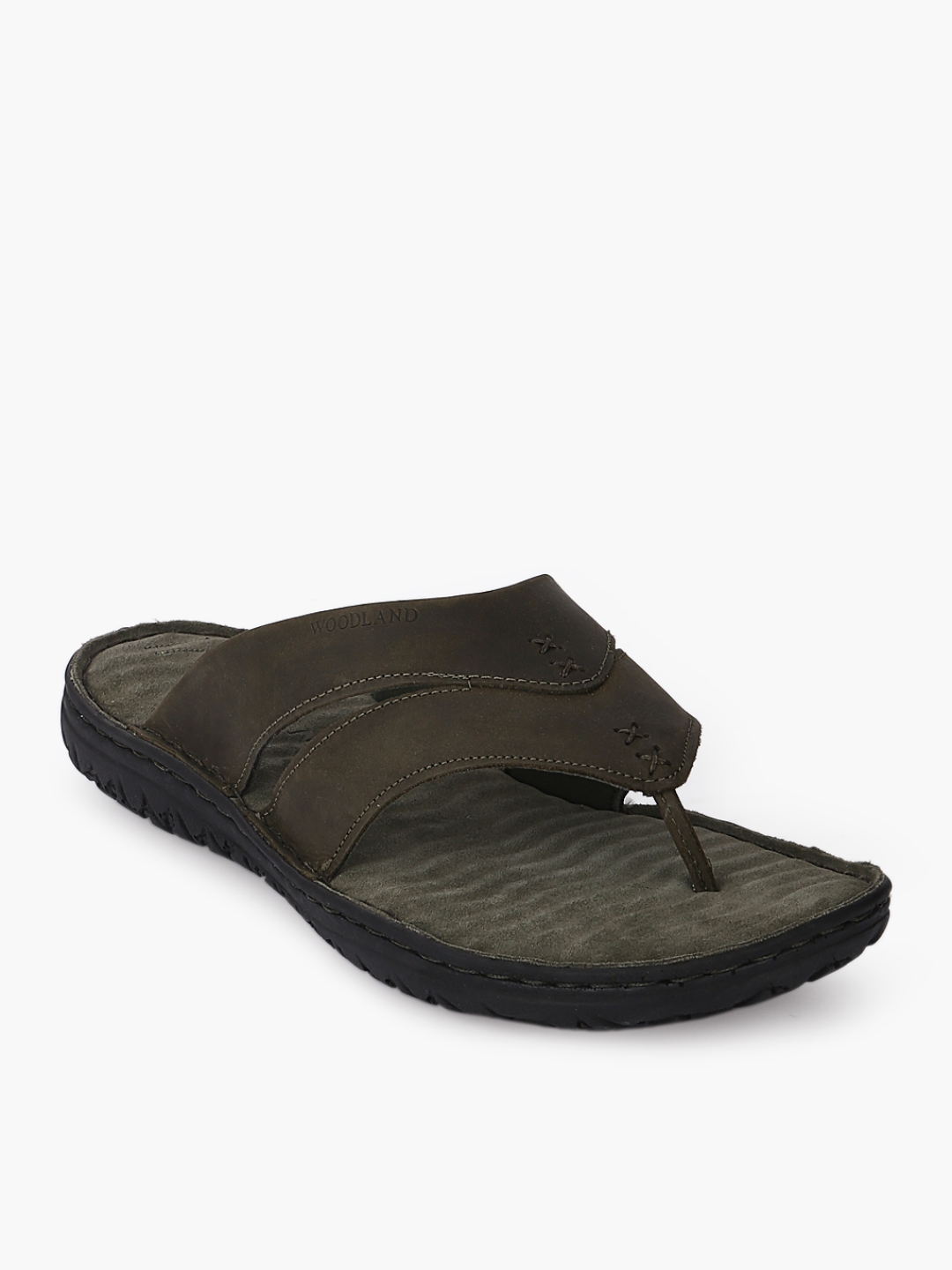 woodland men olive green leather sandals