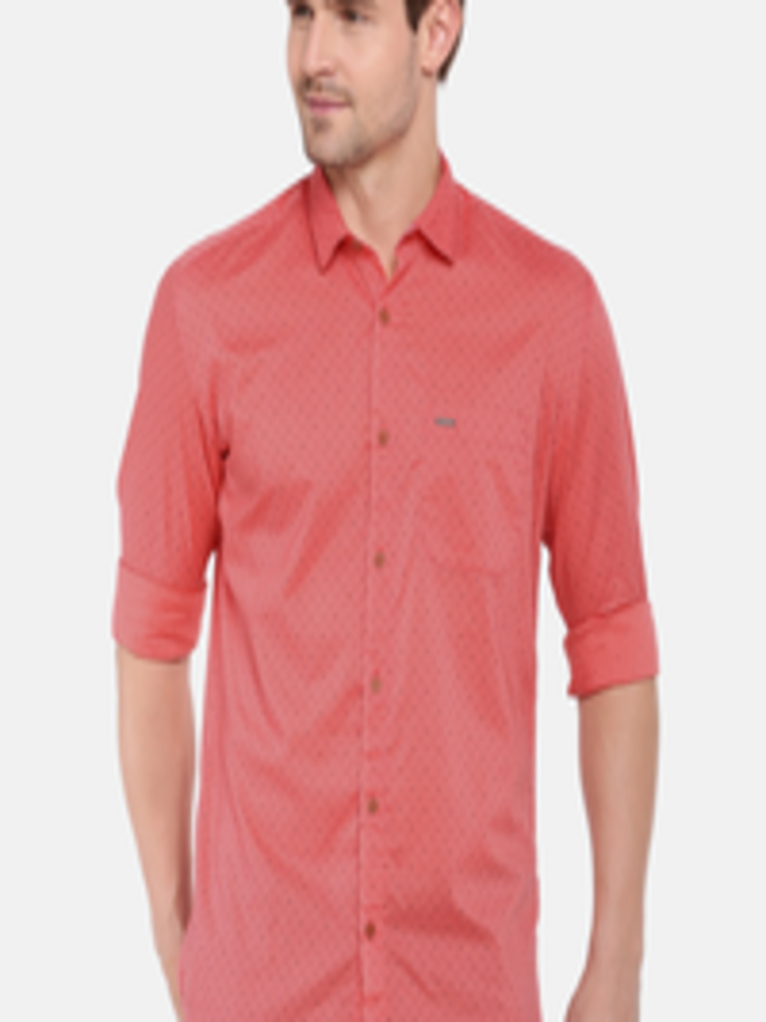 Buy British Club Men Coral Pink Slim Fit Printed Casual Shirt - Shirts ...