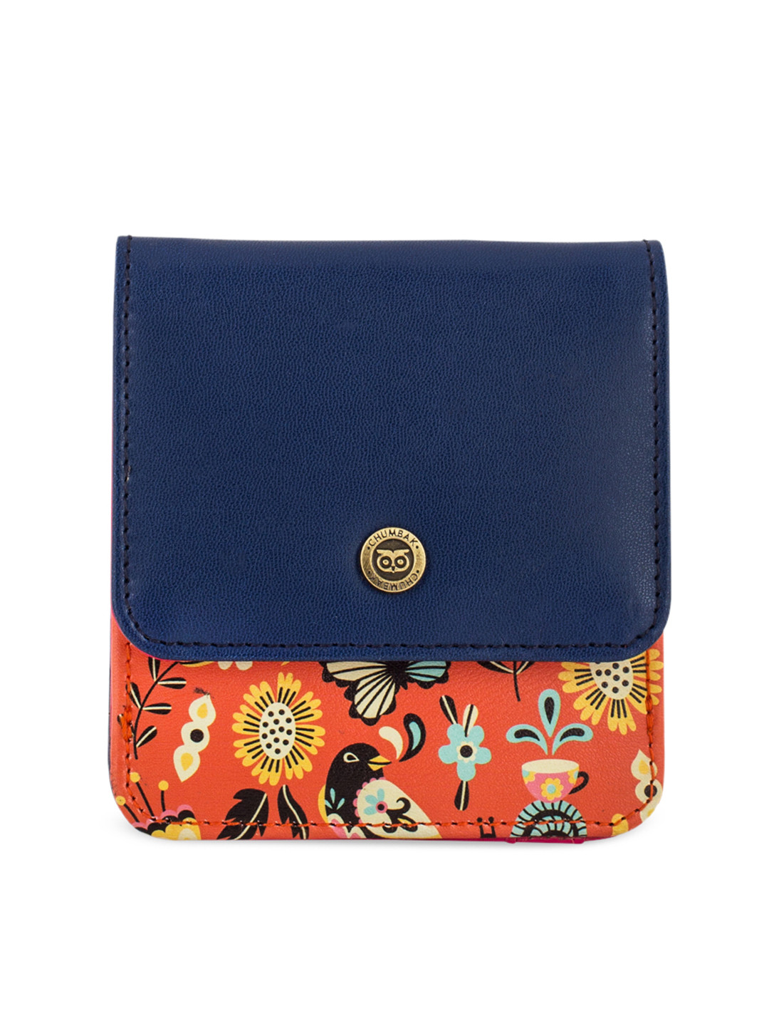 Buy Chumbak Women Orange & Navy Blue Printed Two Fold Wallet Wallets