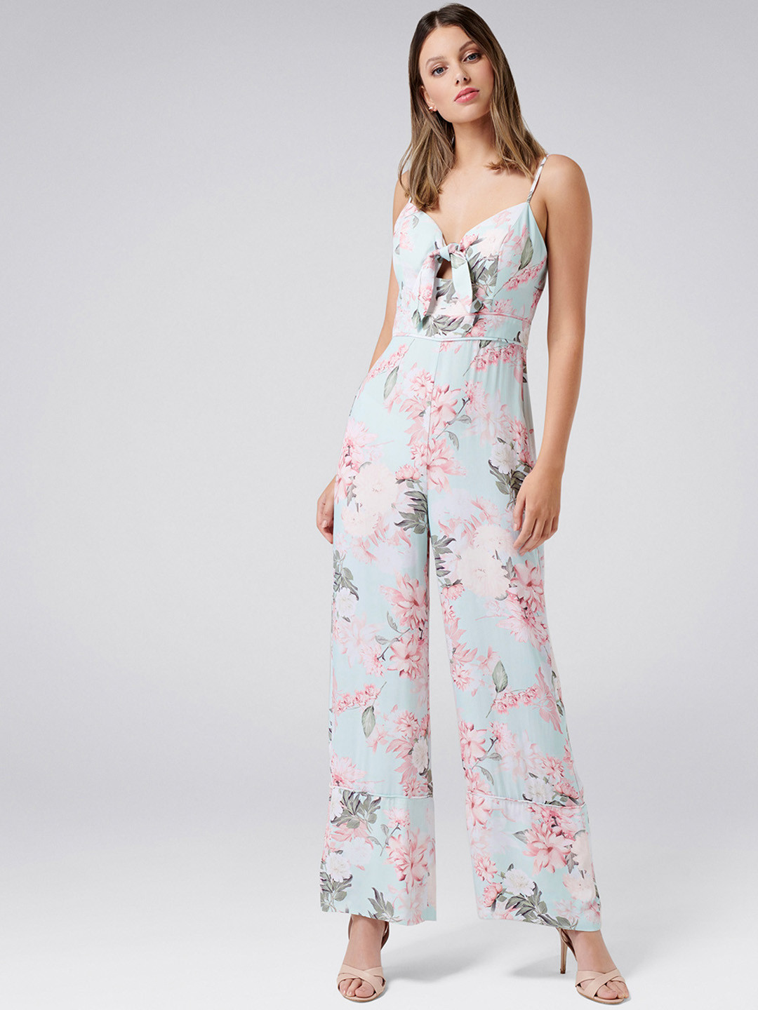 Buy Forever New Blue Printed Basic Jumpsuit Jumpsuit for Women