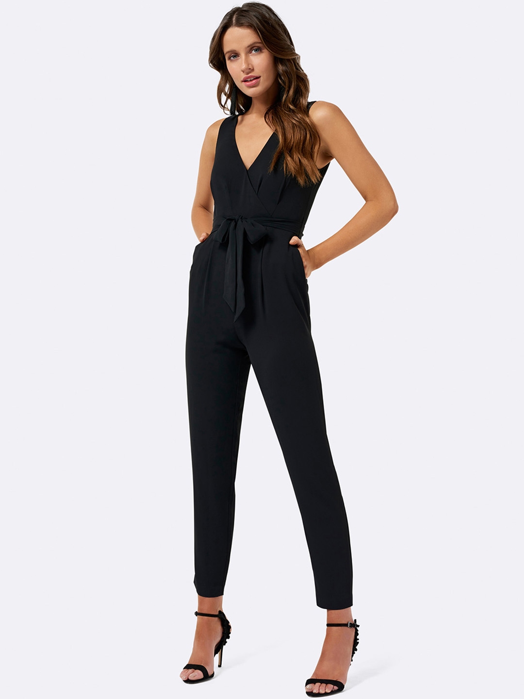 Buy Forever New Black Solid Basic Jumpsuit - Jumpsuit for Women 6552361 ...