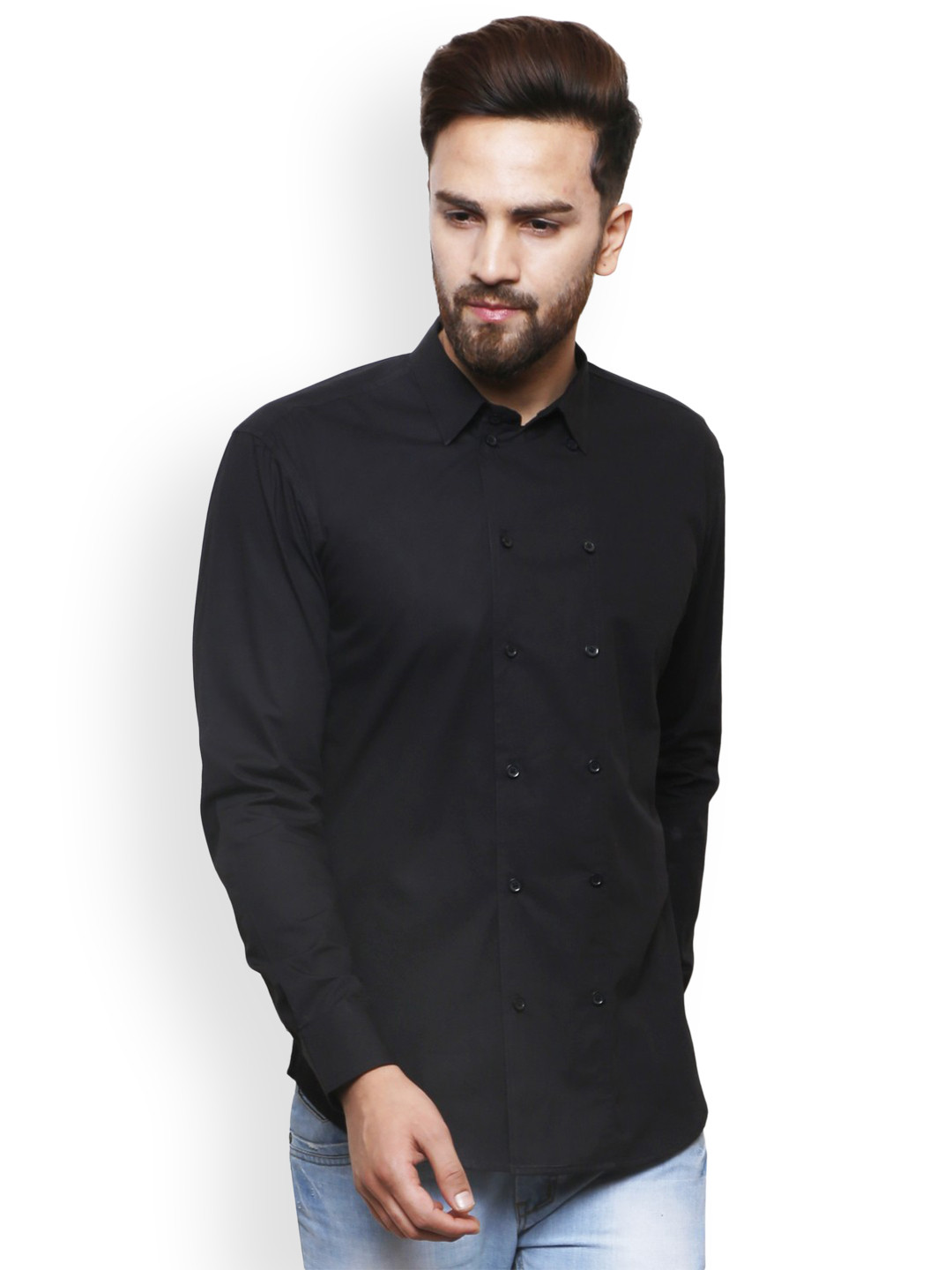Buy Zotw Men Black Slim Fit Solid Casual Shirt Shirts for Men 6552505