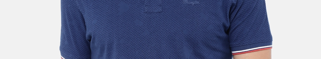 Buy Wrangler Men Blue Printed Polo Collar Pure Cotton T Shirt - Tshirts ...