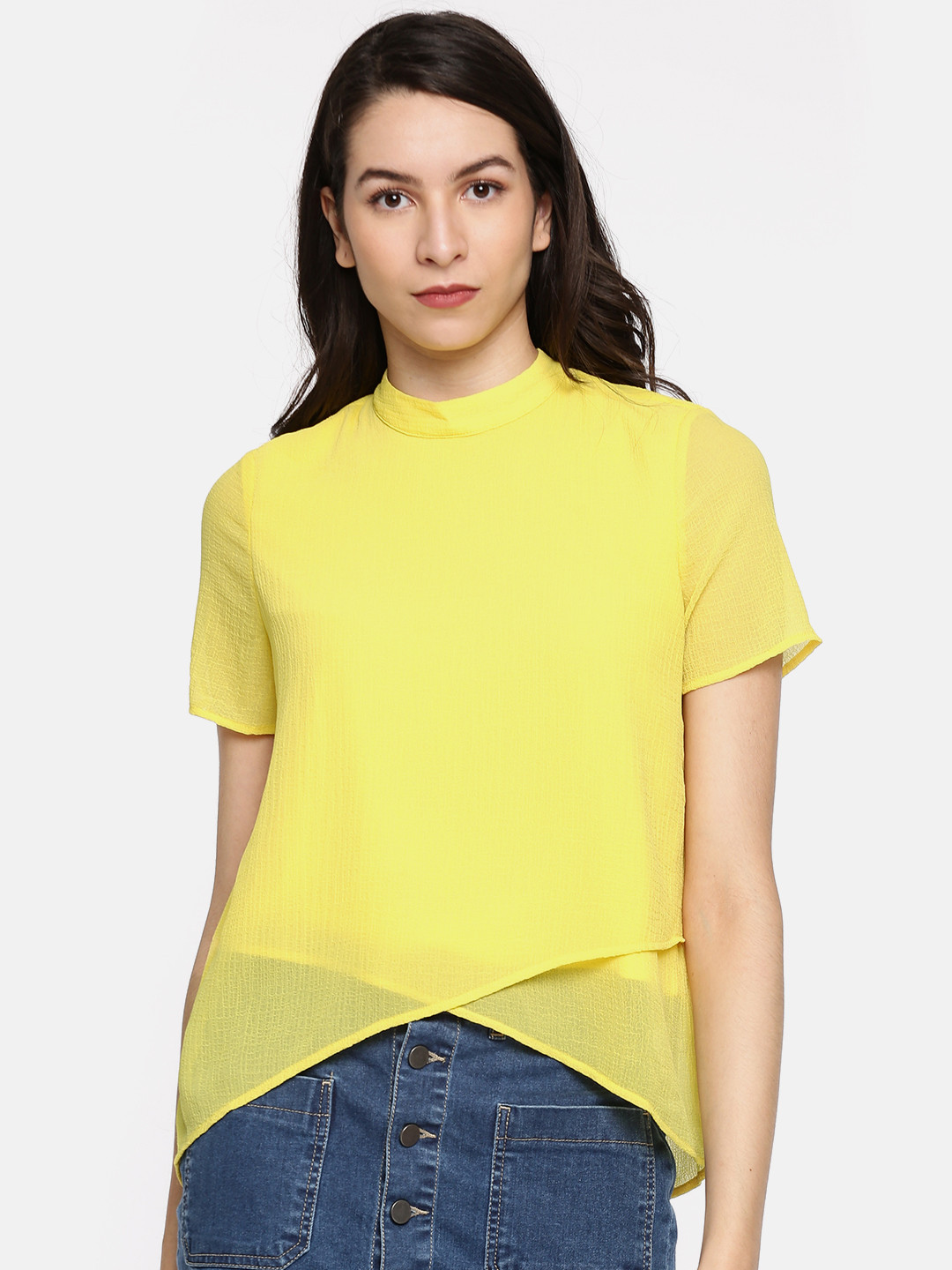 Buy Vero Moda Women Yellow Solid Styled Back Top Tops for Women