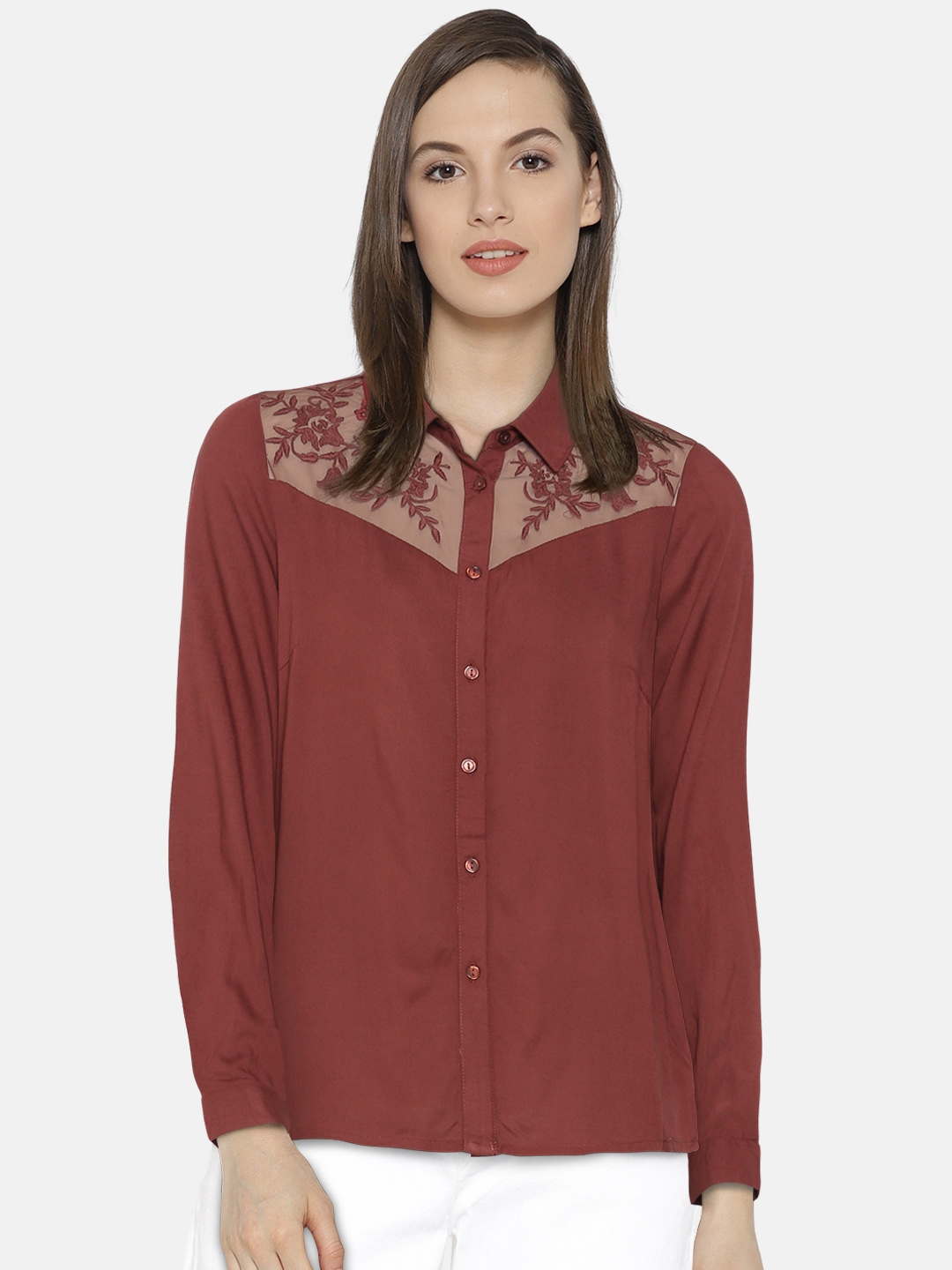Buy Vero Moda Women Brown Regular Fit Solid Casual Shirt - Shirts for ...