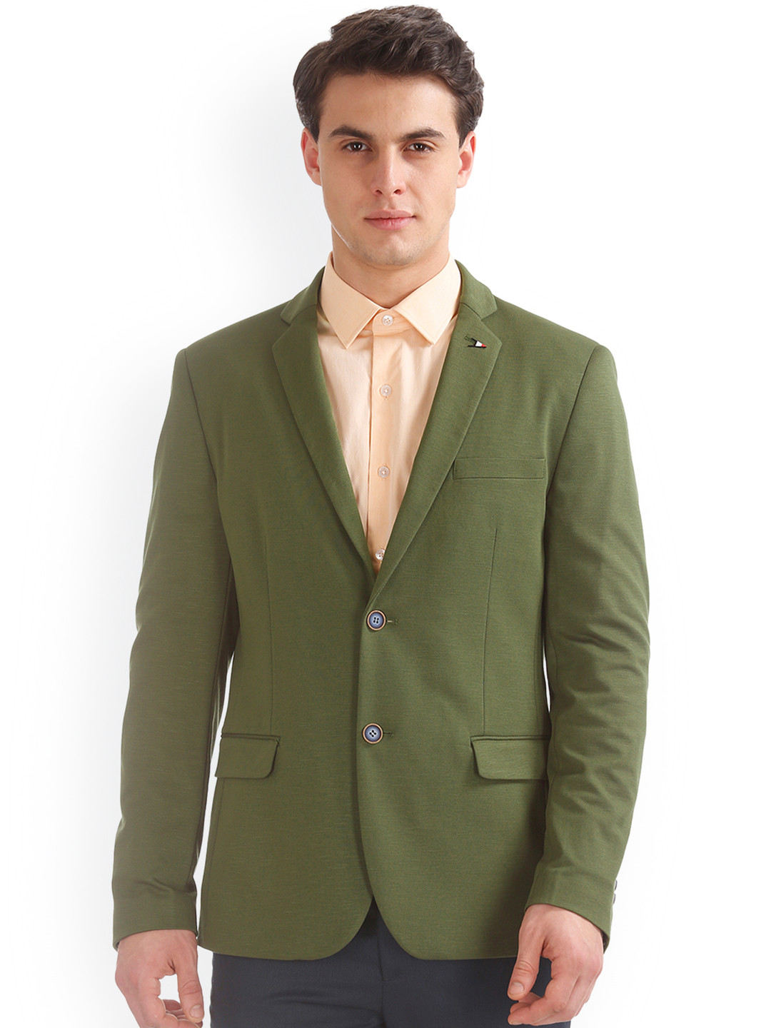 Buy Arrow Men Olive Green Slim Fit Single Breasted Blazer Blazers for Men 6555400 Myntra