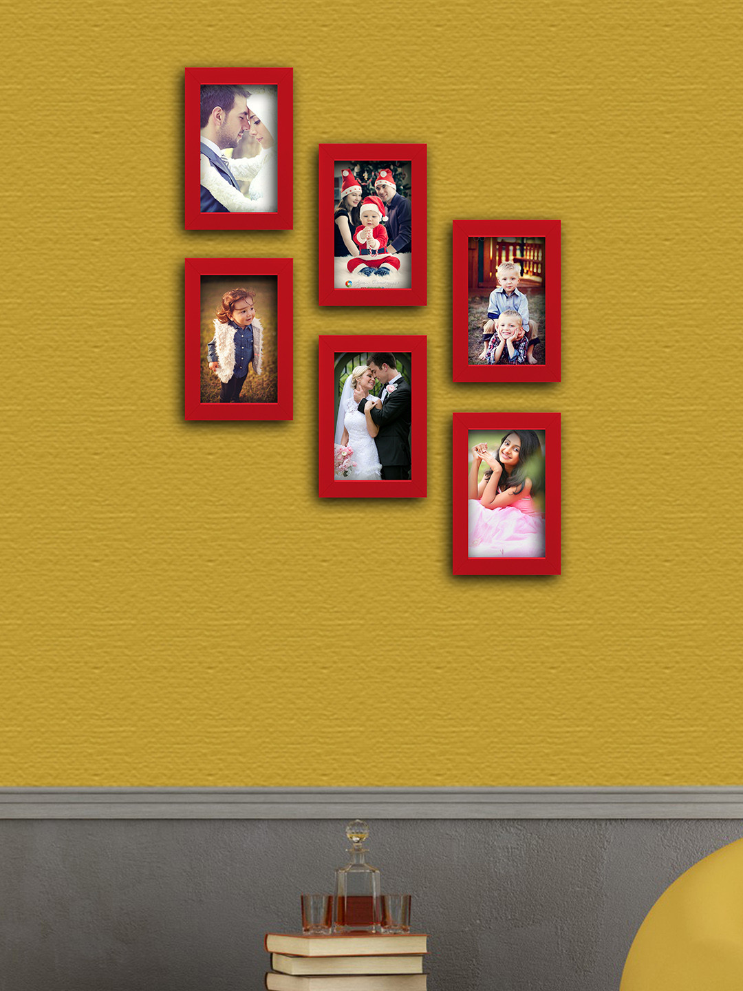 Buy Random Set Of 6 Red Solid Photo Frames Photo Frames for Unisex