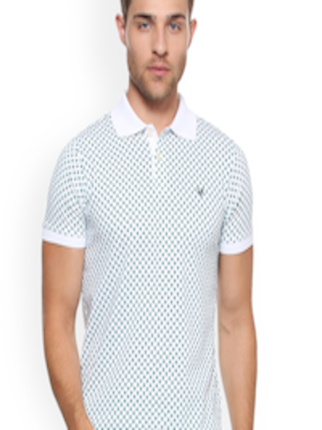 Buy Allen Solly Men White Printed Polo Collar T Shirt - Tshirts for Men ...