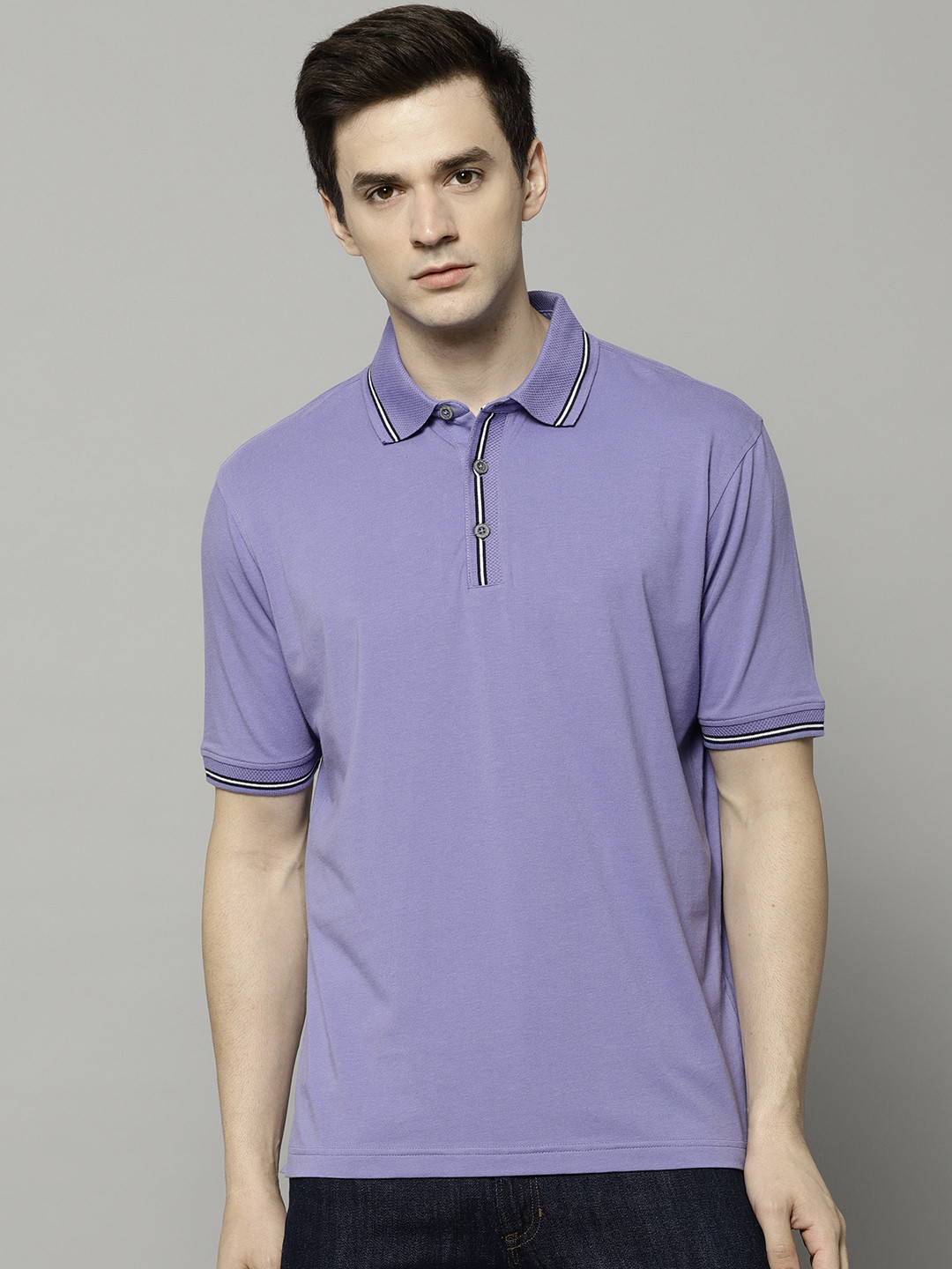 Buy Marks & Spencer Men Purple Solid Polo Collar T Shirt Tshirts for