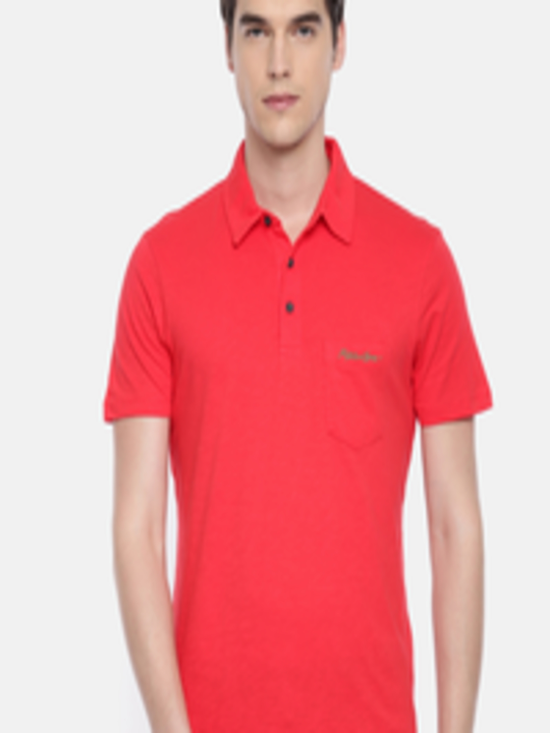 Buy OVS Men Red Solid Polo Collar Pure Cotton T Shirt - Tshirts for Men ...