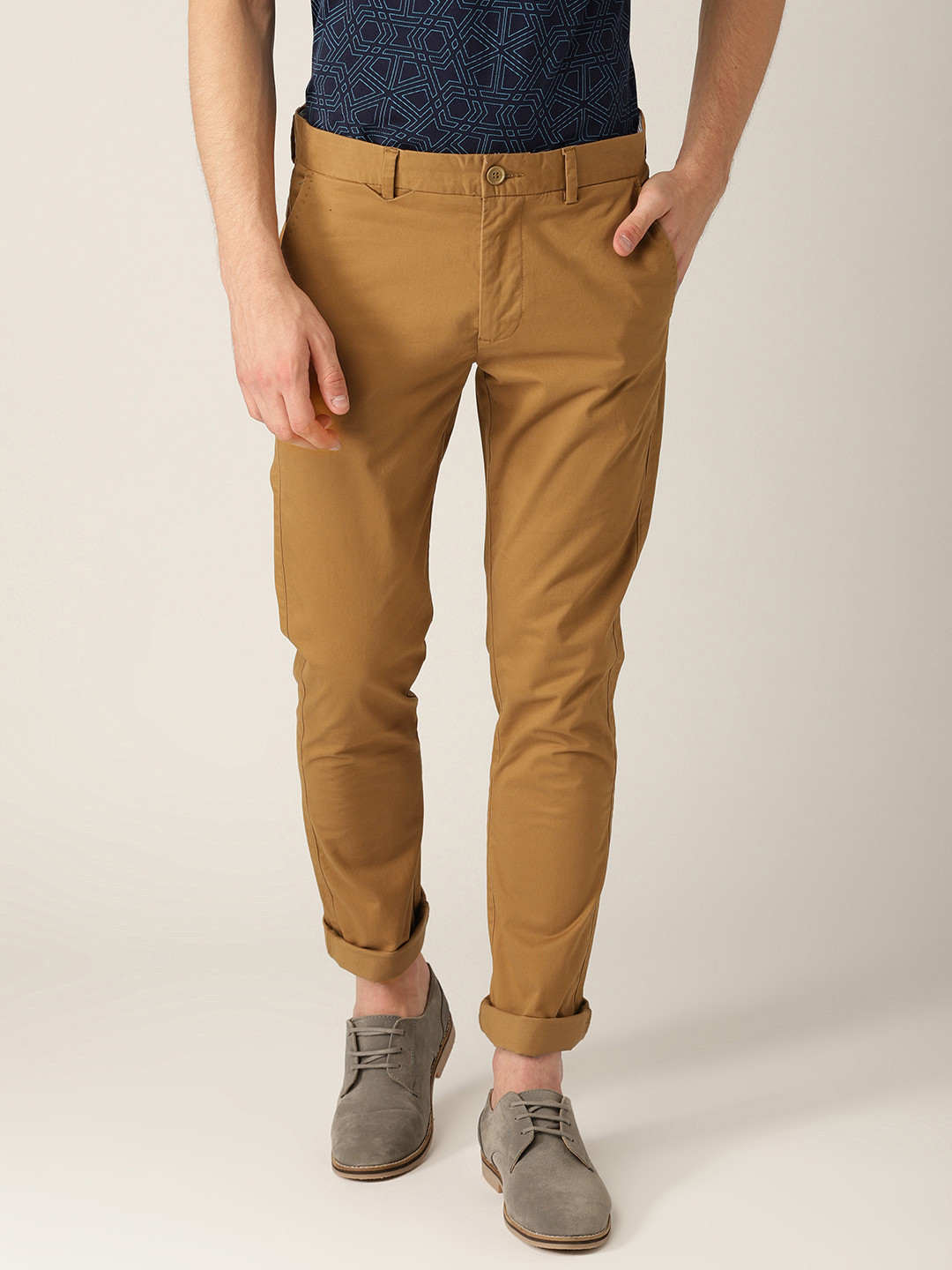 Buy United Colors Of Benetton Khaki Slim Fit Regular Trousers - Trousers for Men 6581843 | Myntra