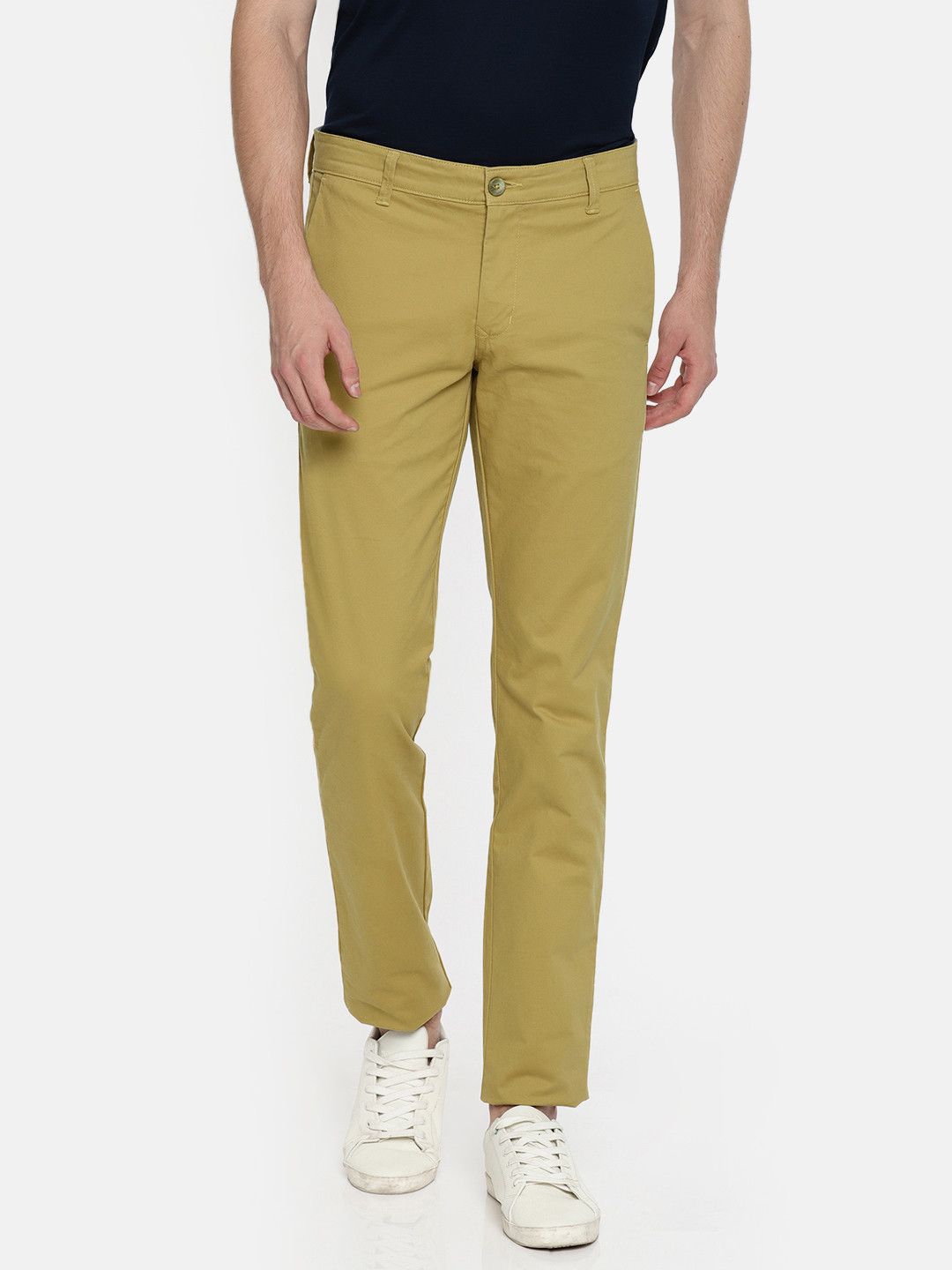 Buy Parx Men Khaki Slim Fit Solid Regular Trousers - Trousers for Men ...