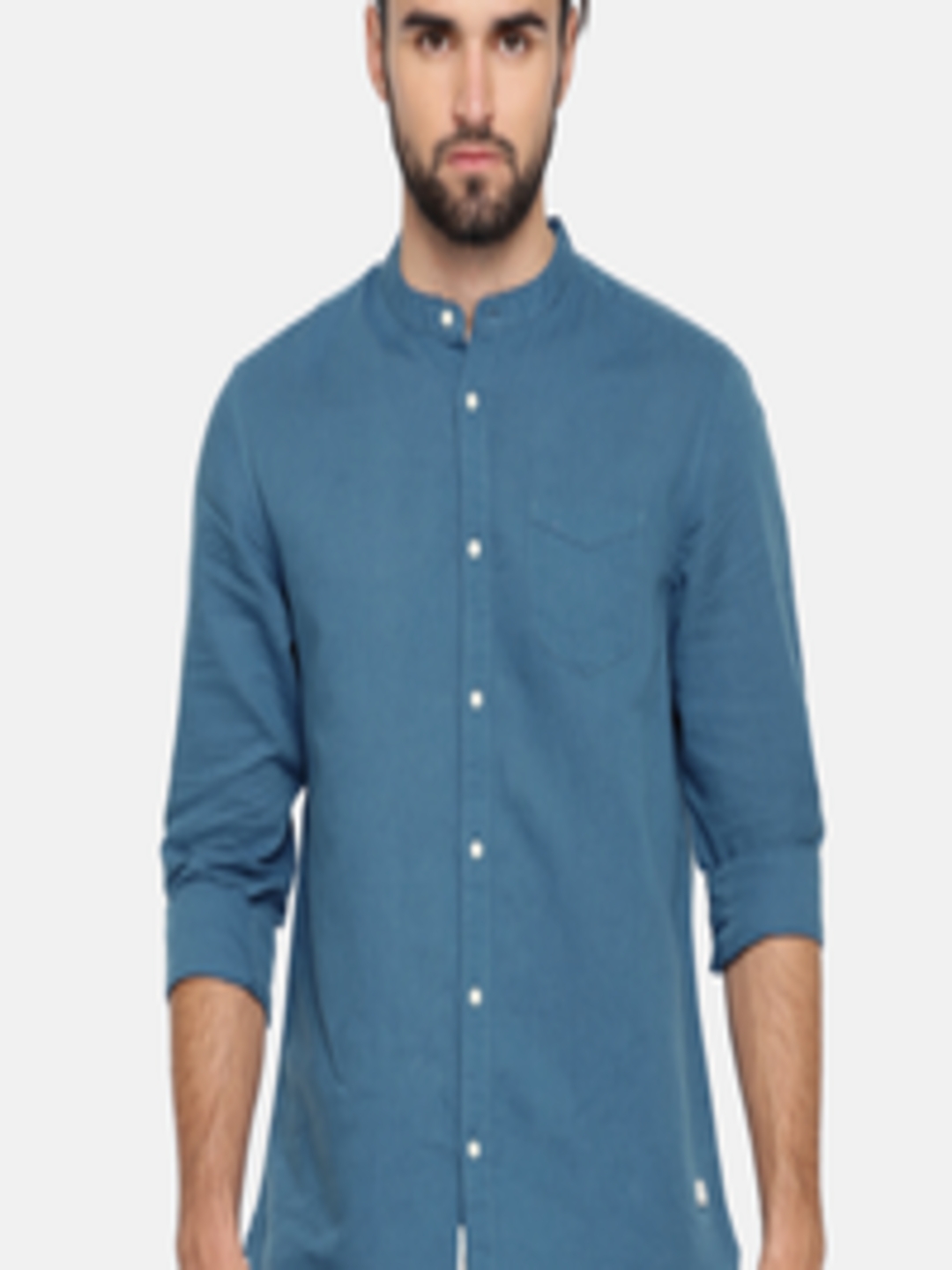 Buy Being Human Men Blue Premium Slim Fit Solid Casual Shirt - Shirts ...