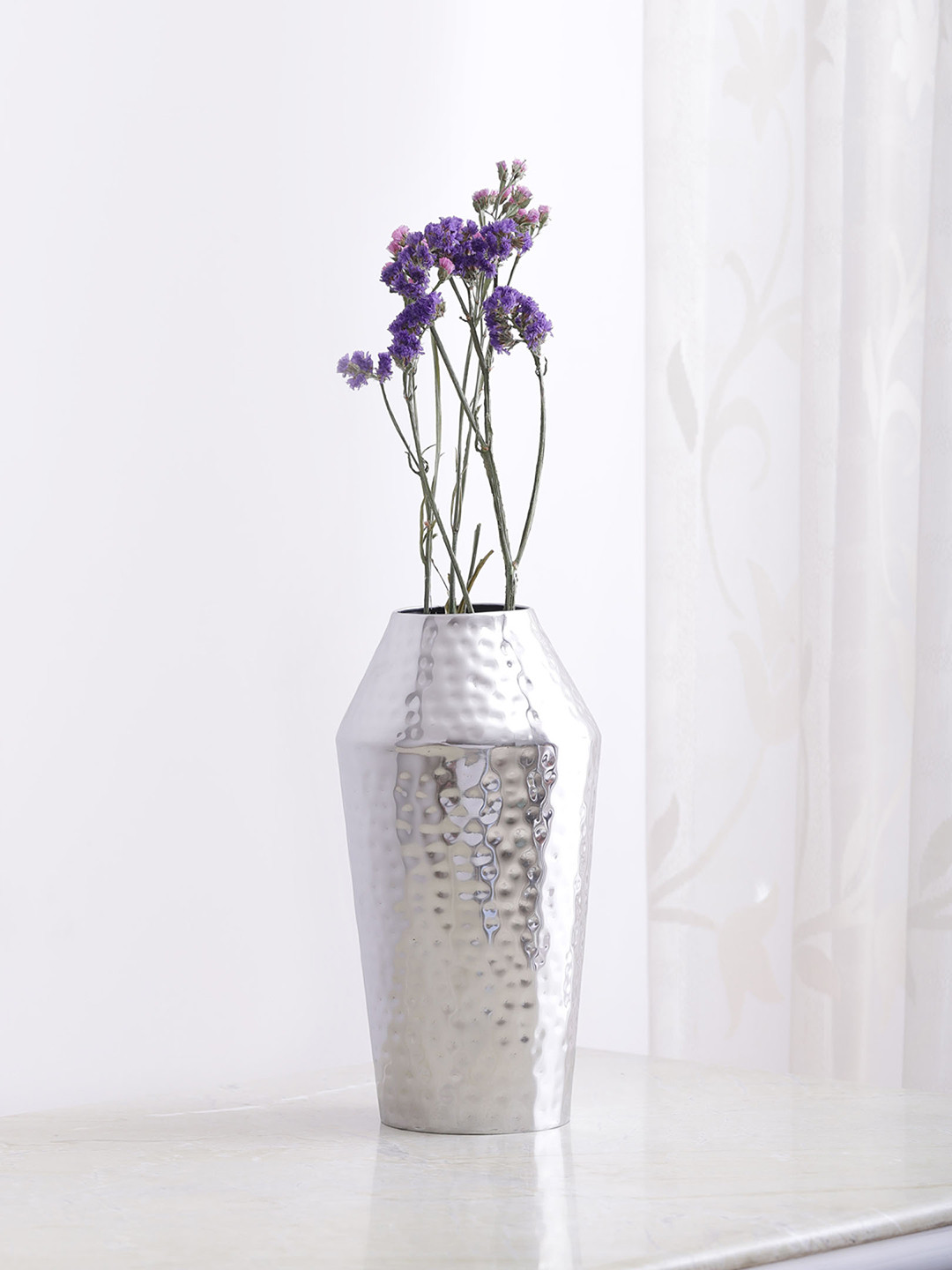 Buy Sammsara Silver Finish Hammered Metal Vase Vases for Unisex