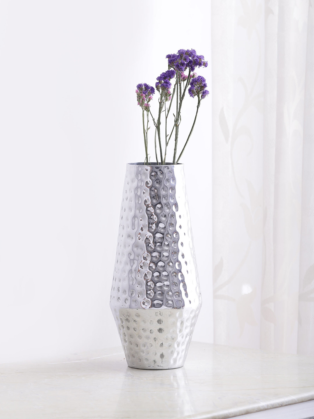 Buy Sammsara Silver Finish Hammered Metal Vase Vases for Unisex