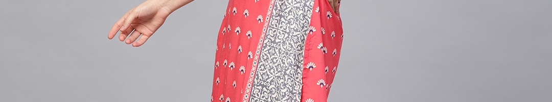 Buy Shree Women Pink & Grey Printed Straight Kurta - Kurtas for Women ...