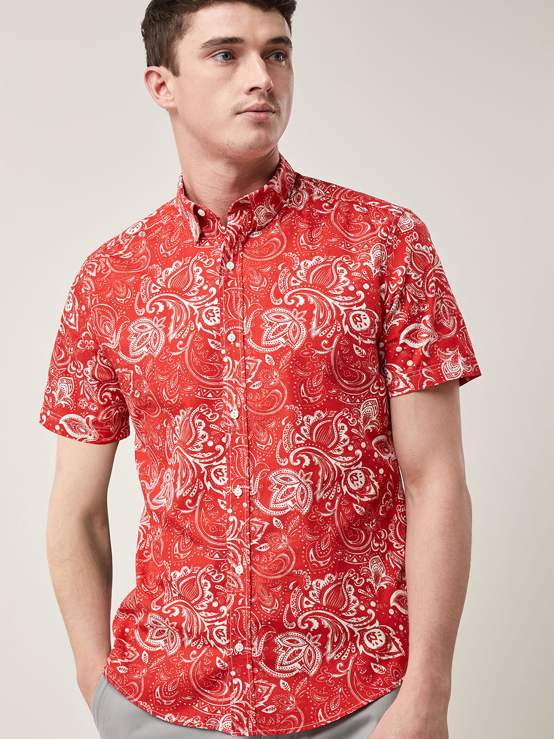 Buy Next Men Red & White Regular Fit Printed Casual Shirt Shirts for Men 6603256 Myntra