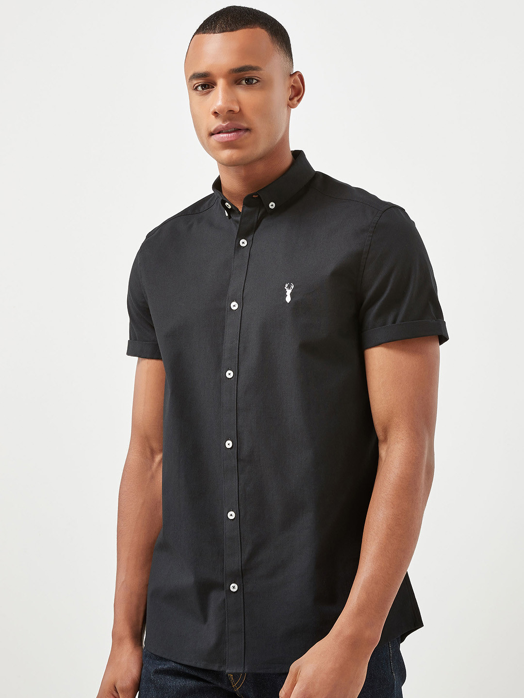 Buy Next Men Black Custom Regular Fit Solid Casual Shirt Shirts for