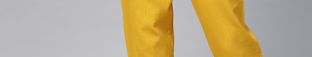 Buy Jaipur Kurti Women Mustard Yellow Regular Fit Solid Joggers ...
