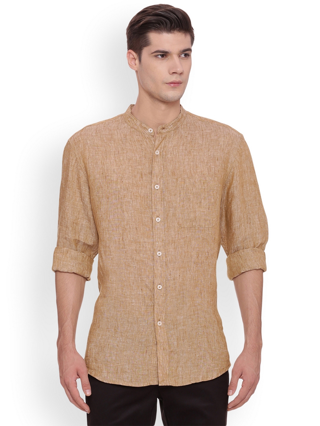 Buy Basics Men Khaki Slim Fit Solid Casual Shirt - Shirts for Men ...