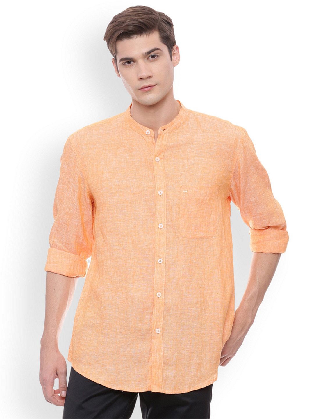 Buy Basics Men Orange Slim Fit Solid Casual Shirt Shirts for Men