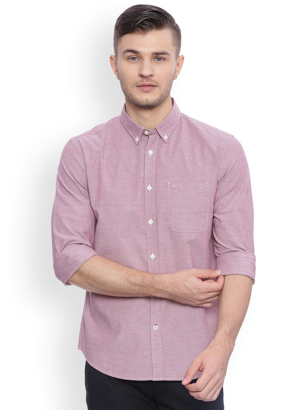Buy Basics Men Lavender Slim Fit Solid Casual Shirt Shirts for Men