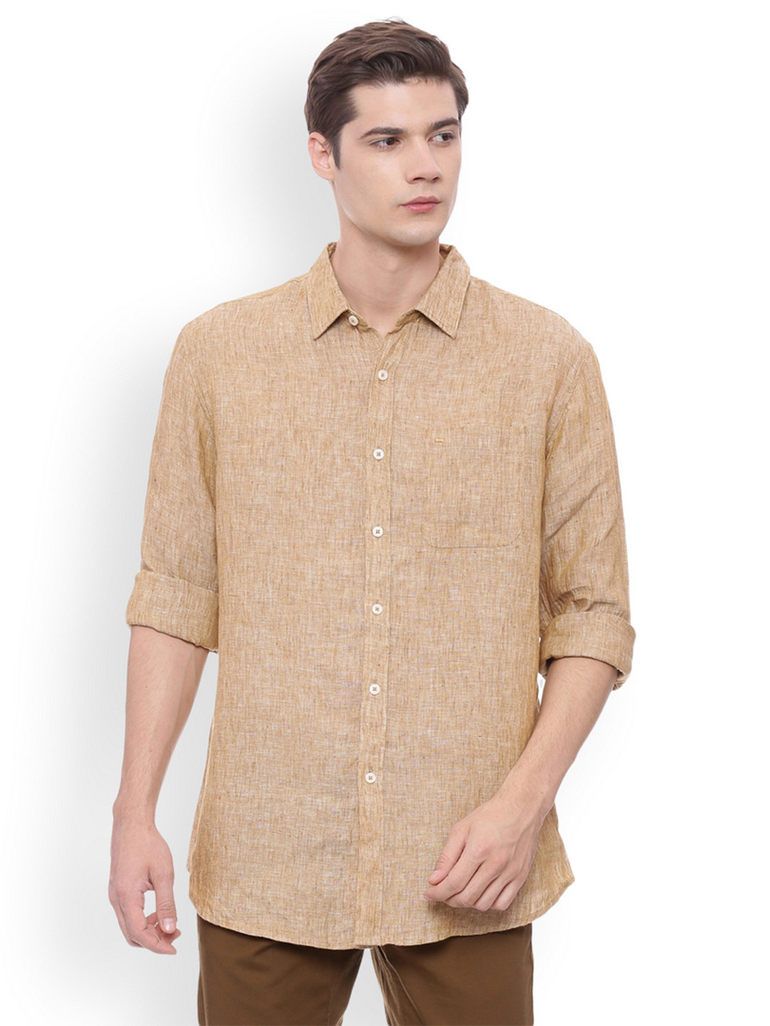 Buy Basics Men Khaki Slim Fit Solid Casual Shirt Shirts for Men