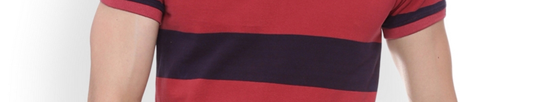 Buy Basics Men Red & Navy Blue Striped Polo Collar T Shirt - Tshirts ...