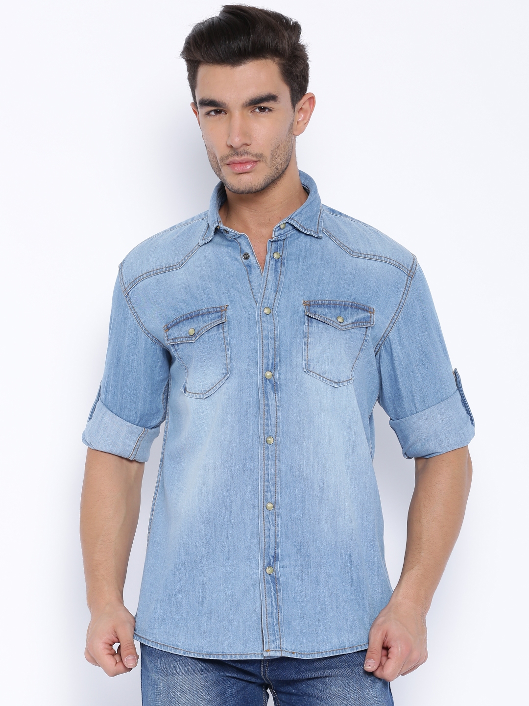Buy Celio Blue Washed Denim Shirt - Shirts for Men 661108 | Myntra