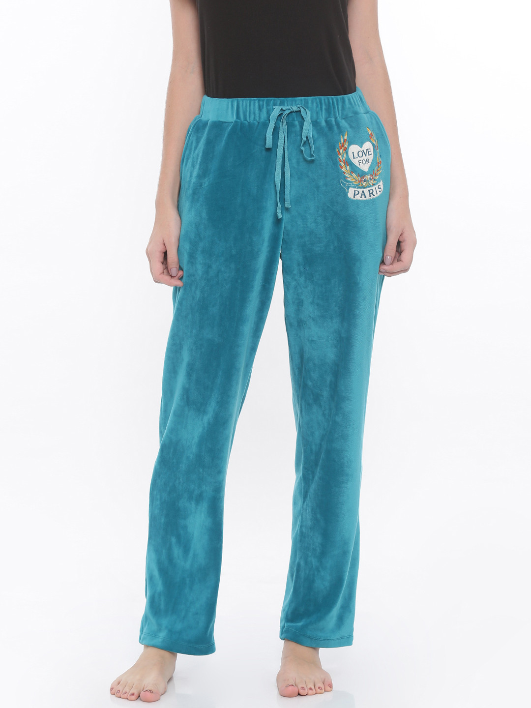 Buy Mystere Paris Women Blue Velvet Track Pants Track Pants for Women