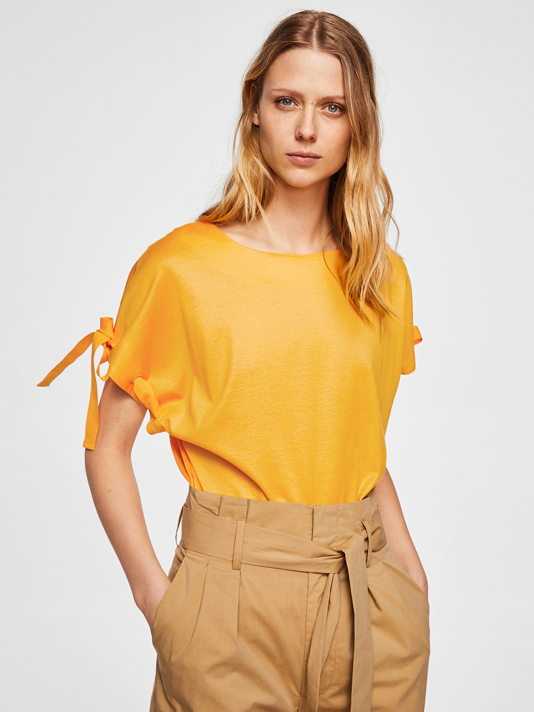 Buy MANGO Women Mustard Yellow Solid Boxy Top Tops for Women 6612744