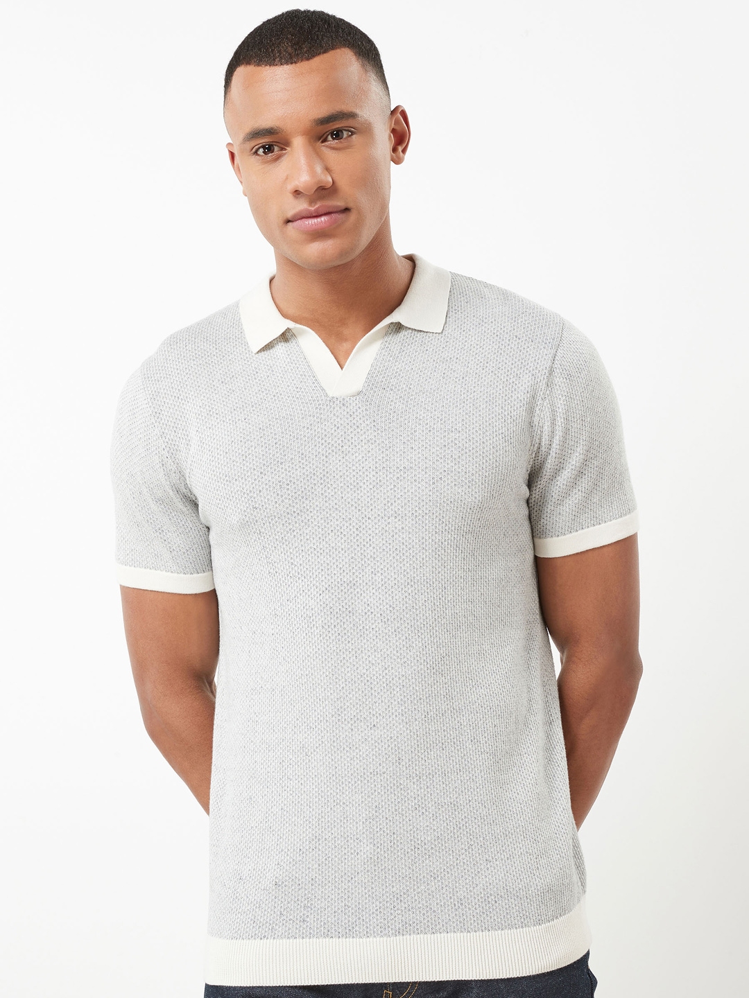Buy Next Men Grey Solid Polo Collar Regular Fit T Shirt - Tshirts for ...