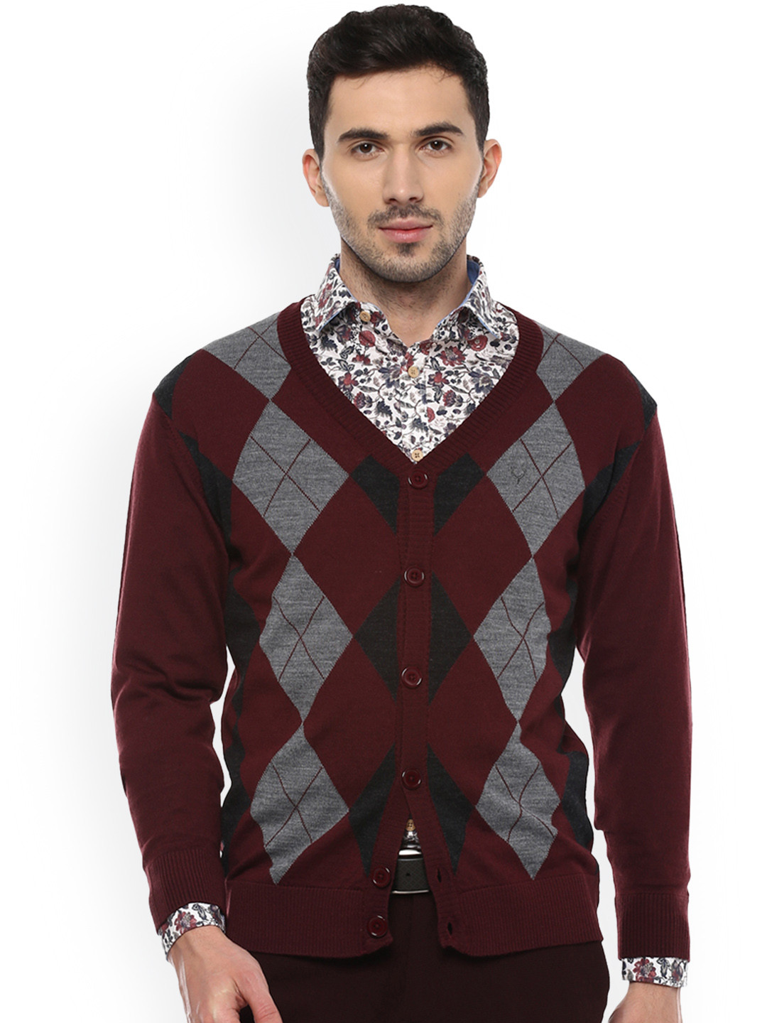mens maroon cardigan sweaters