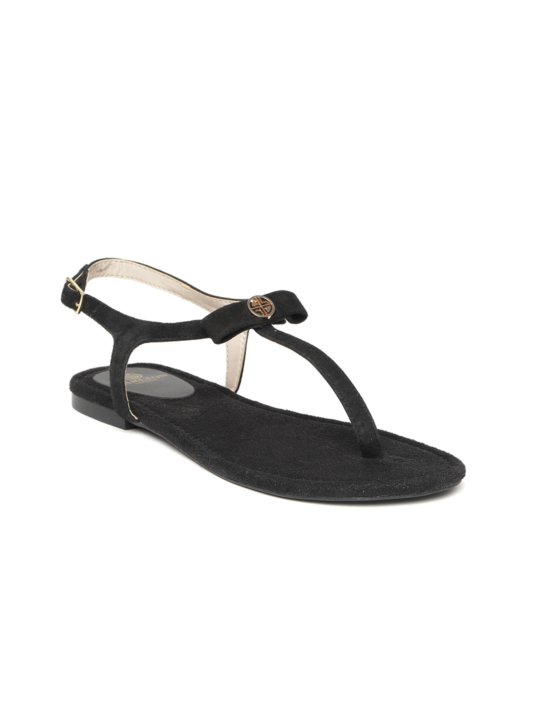 t strap flats black