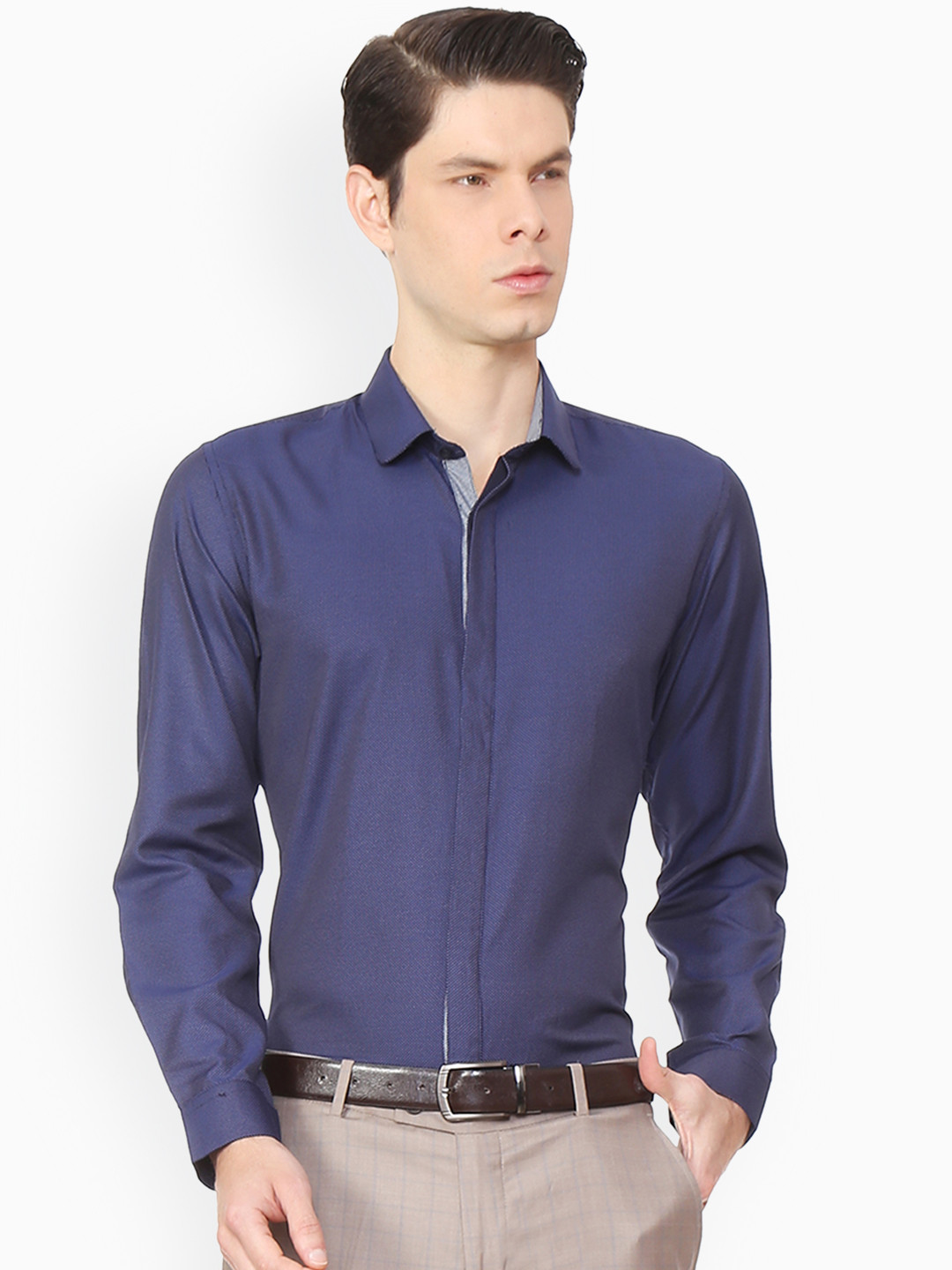 Buy Peter England Men Navy Blue Slim Fit Printed Formal Shirt Shirts