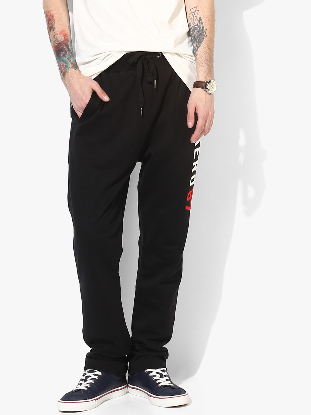 Buy Aeropostale Men Black Solid Slim Straight Fit Track Pants Track