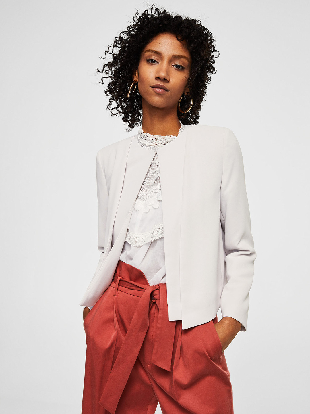 Buy MANGO Women White Solid Tailored Jacket Jackets for Women 6620019
