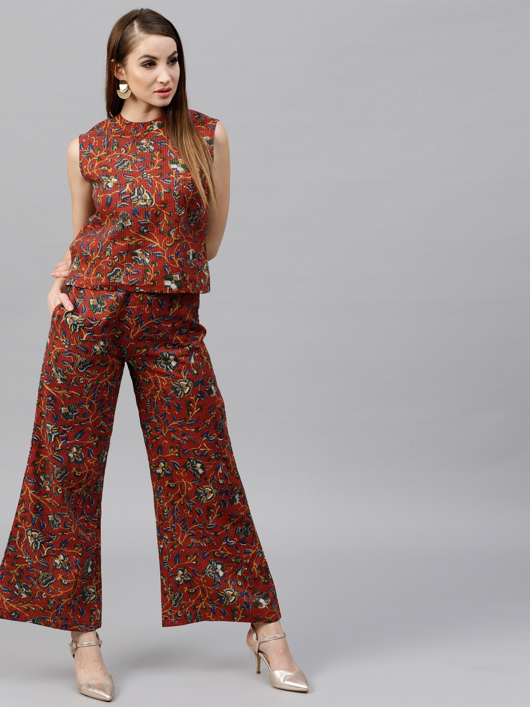 Burgundy high waist skirt with black organza crop top - Lehengas - Clothing | Black crop top 