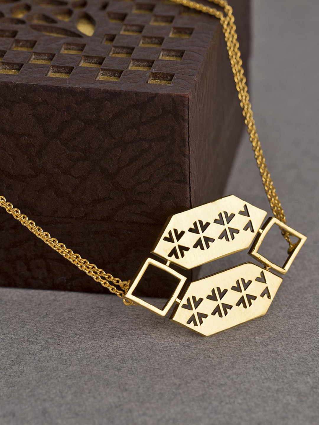 Voylla multi layered chain necklace in gold tone for women
