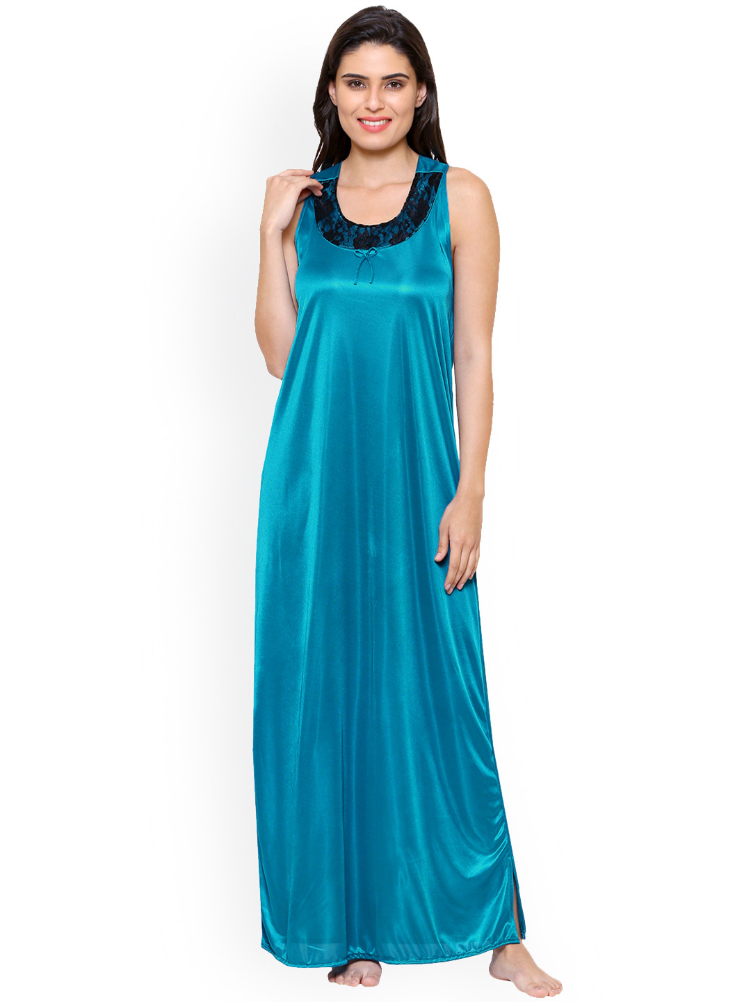 Buy Klamotten Turquoise Blue Solid Nightdress Nightdress for Women