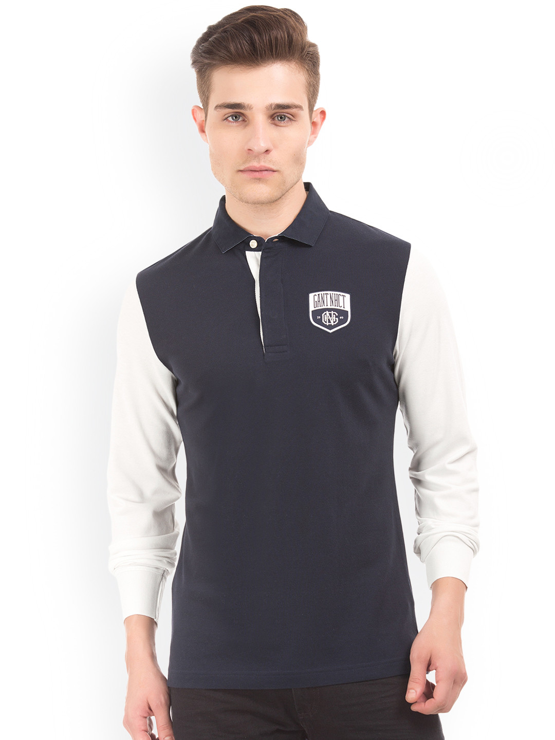 Gant Men Blue Cotton Striped Polo T-Shirt