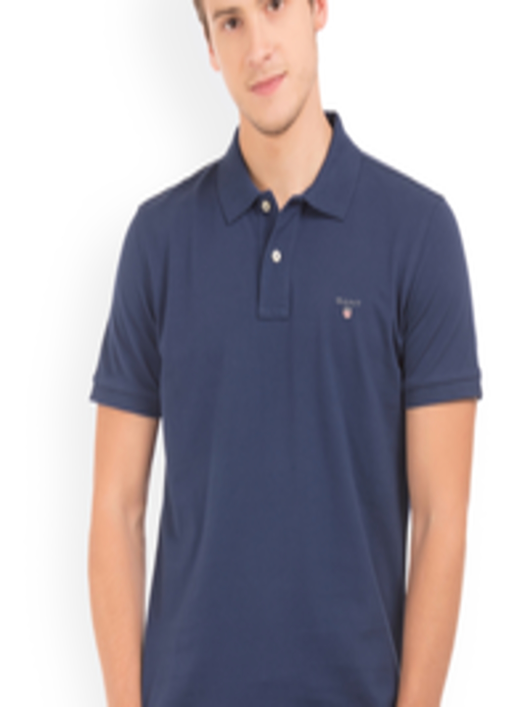 Buy GANT Men Blue Solid Polo Collar T Shirt - Tshirts for Men 6626719 ...