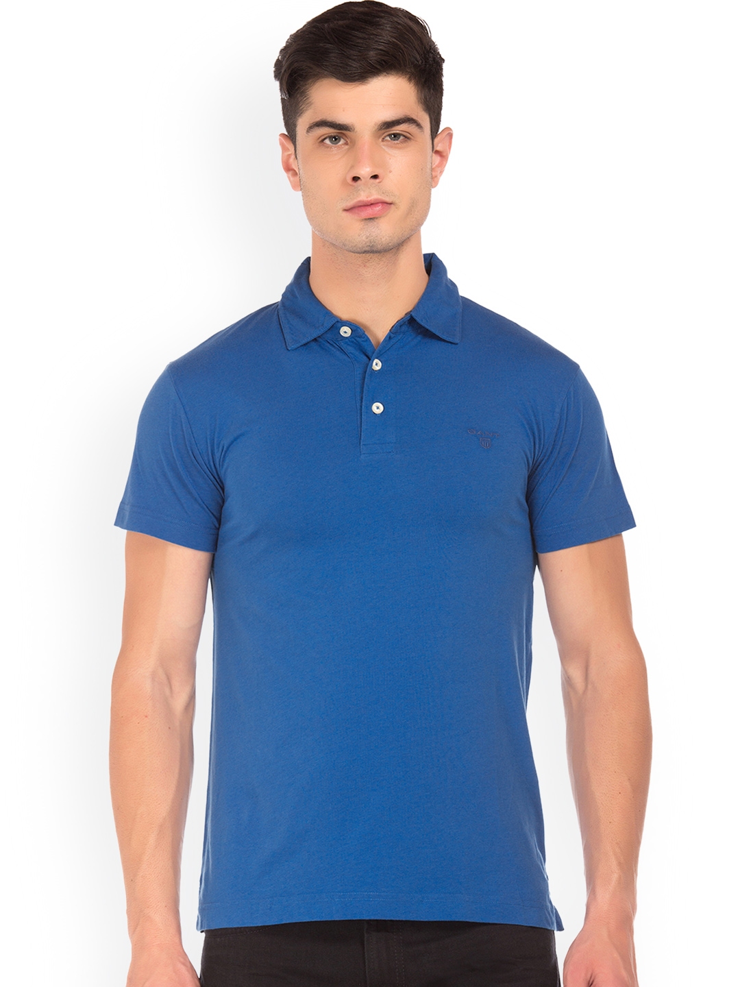Buy GANT Men Blue Solid Polo Collar T Shirt - Tshirts for Men 6626727 ...