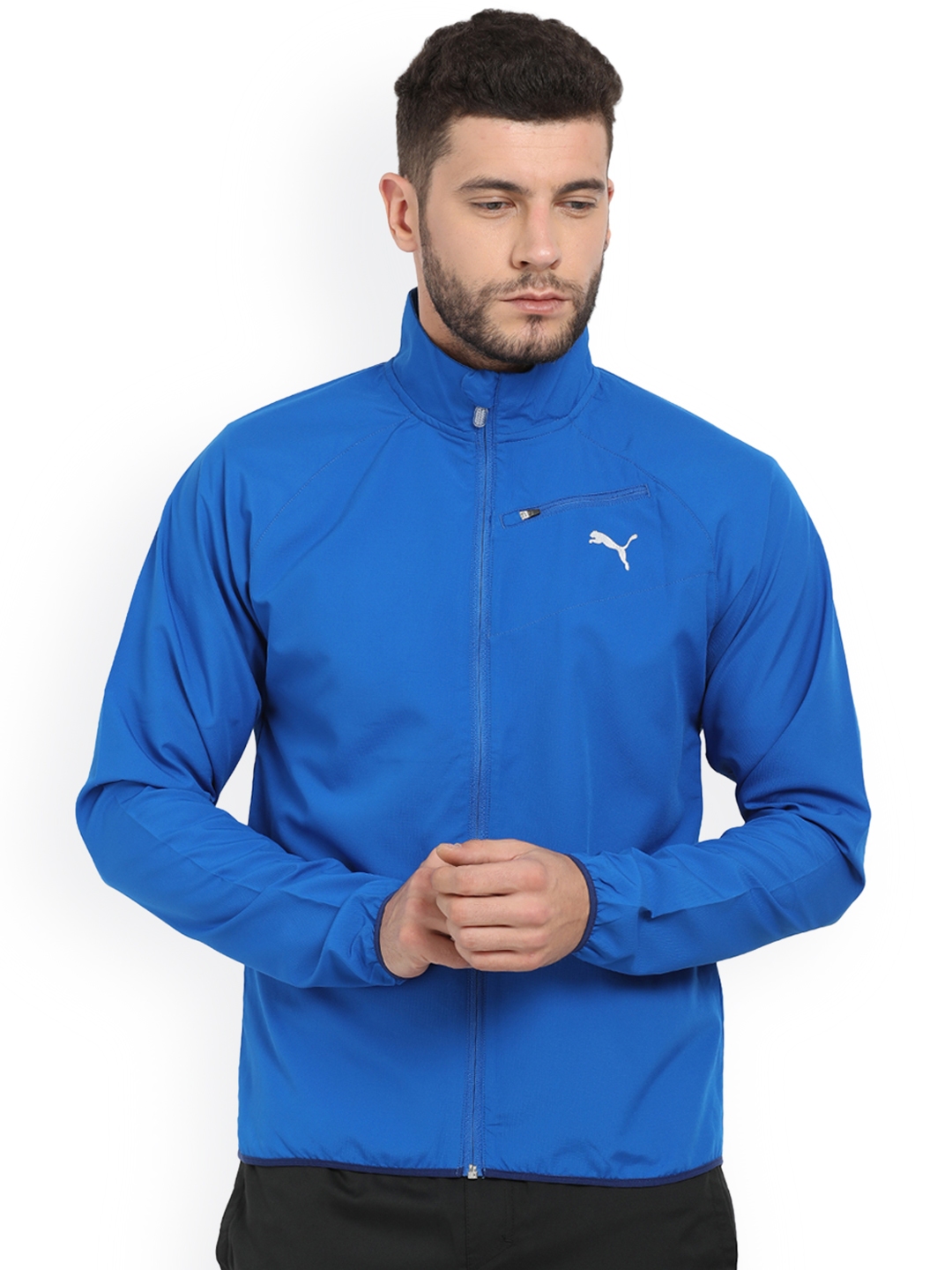 Buy Puma Core Run Jkt Men Blue Solid Sporty Track Jacket - Jackets for ...