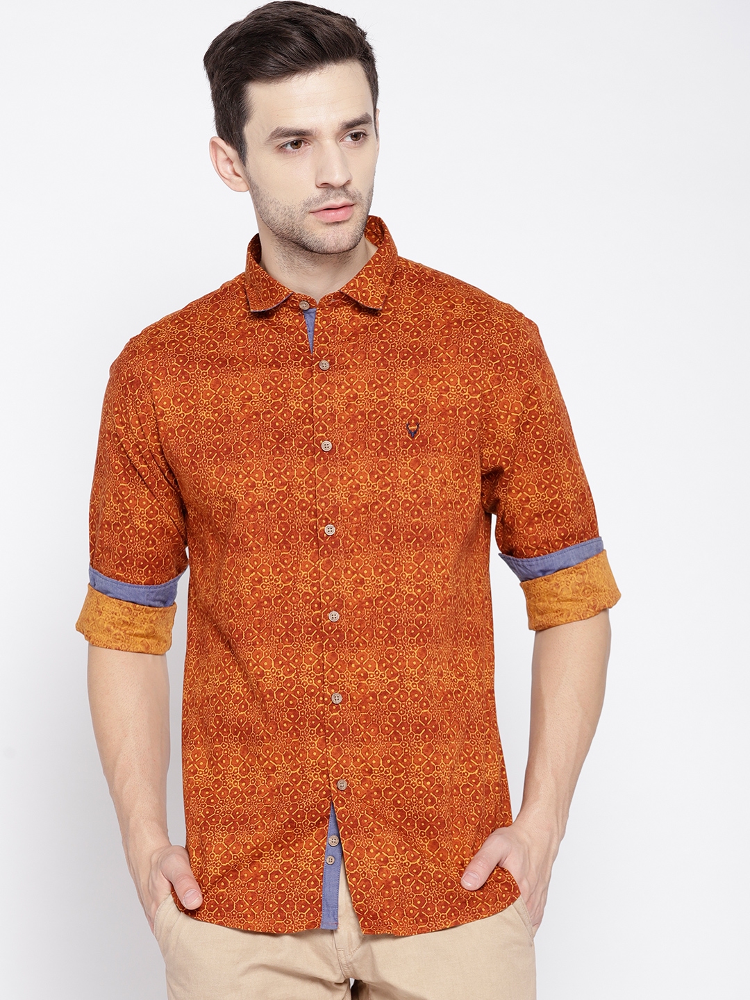 Buy Allen Solly Men Brown Slim Fit Printed Casual Shirt - Shirts for ...